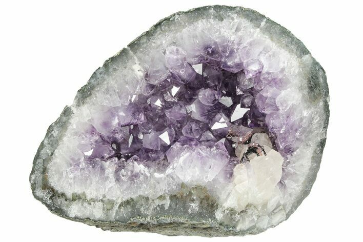 7.8" Purple Amethyst Geode With Polished Face - Uruguay